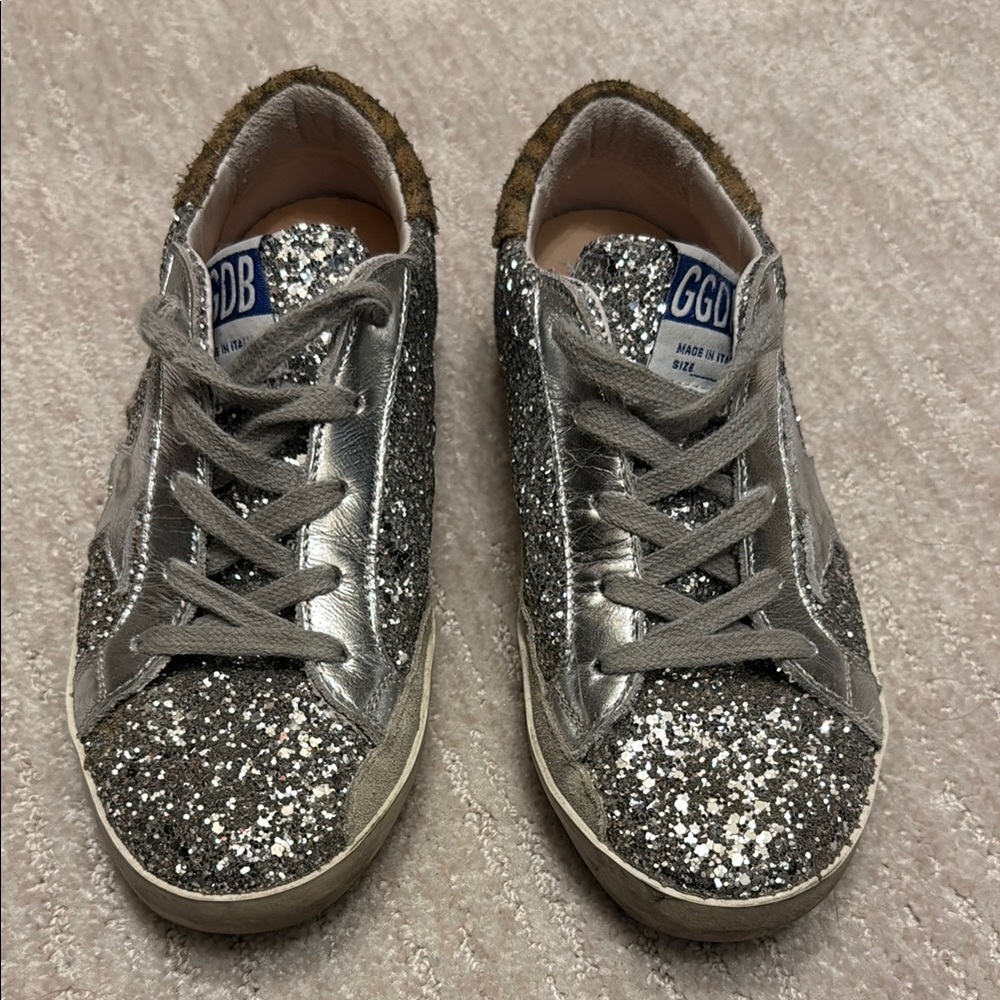 Golden Goose Silver Glitter Sneakers